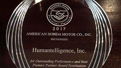 Humantelligence Announces 3-Time Nomination for the American Honda Premier Partner Award